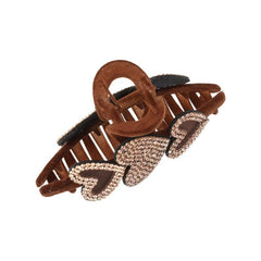 Heart Rhinestone Hair Claw Velvet Ponytail Holder Clip