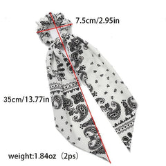2pcs Paisley Bowknot Hair Scarf Scrunchies Hair Tie Elastic Hair Scrunchy