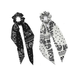 2pcs Paisley Bowknot Hair Scarf Scrunchies Hair Tie Elastic Hair Scrunchy