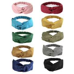 Leather Velvet Solid Hairband Cross Bundle Headband
