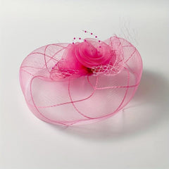 Pink Veil Head Piece Floral Hair Accessories With Clip