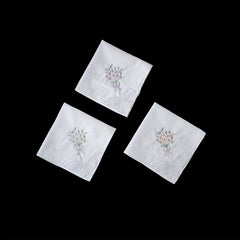 3pcs Flower Embroidered Handkerchief Wedding Supplies