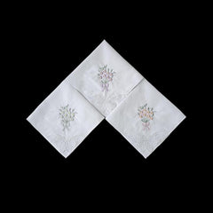 3pcs Flower Embroidered Handkerchief Wedding Supplies