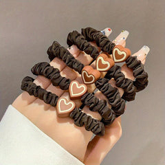 Braided Hair Rope Heart Decor Scrunchies Ponytail Holder