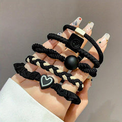 Braided Hair Rope Heart Decor Scrunchies Ponytail Holder