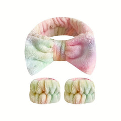 Gradient Bow Knot Hair Band Wrist Band Set Women's SPA Wash Face Wrist Band