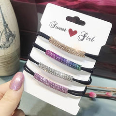 4pcs Rhinestone Hair Tie Ponytail Holder Hair Band Headwear