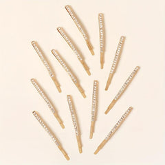 12pcs Rhinestone Decor Hair Clip Bobby Pin Non Slip Metal Hair Accessory