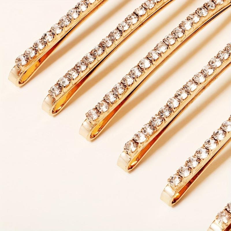 12pcs Rhinestone Decor Hair Clip Bobby Pin Non Slip Metal Hair Accessory