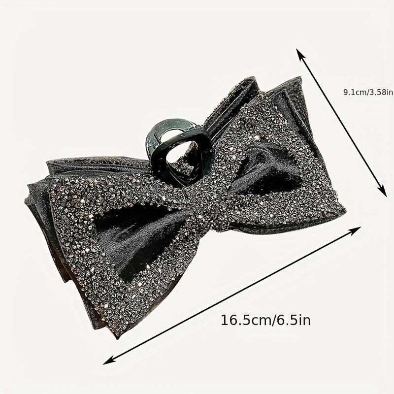 Large Bow Hair Claw Rhinestone Brimmed Bowknot Hair Claw