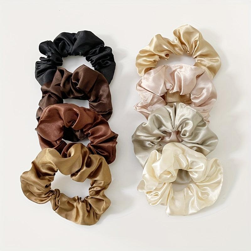 8pcs Satin Scrunchies Hair Tie Elastic Ponytail Holder Hair Accessories
