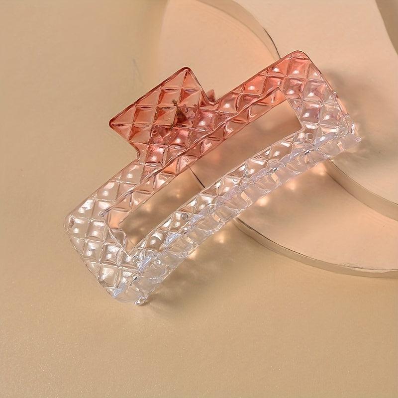 3pcs Gradient Hair Claw Plaid Checkered Pattern Shaped Hair Claw Nonslip Ponytai
