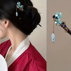 Chinese Style Flower Hair Clip Hair Stick Ponytail Holder for Women