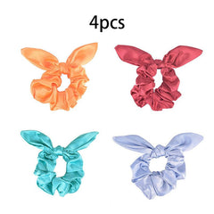Paisley Print Large Satin Scrunchie with Rabbit Ears for Women