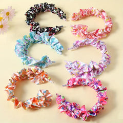 Ruched Ruffled Headband Colorful Hair Band Floral Printed Head Hoop