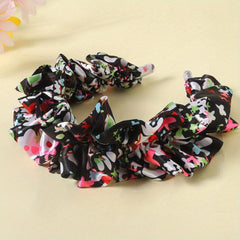 Ruched Ruffled Headband Colorful Hair Band Floral Printed Head Hoop