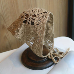 Crochet Flower Triangle Scarf Hairband Knitted Lace Headband