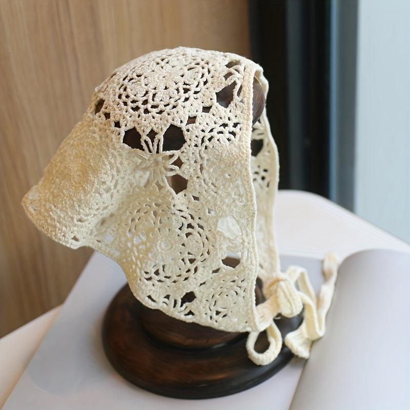 Crochet Flower Triangle Scarf Hairband Knitted Lace Headband