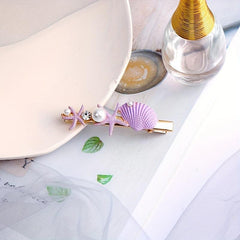 Ocean Style Hair Clip Imitation Pearl Enamel Shell Starfish Duck Billed Clip
