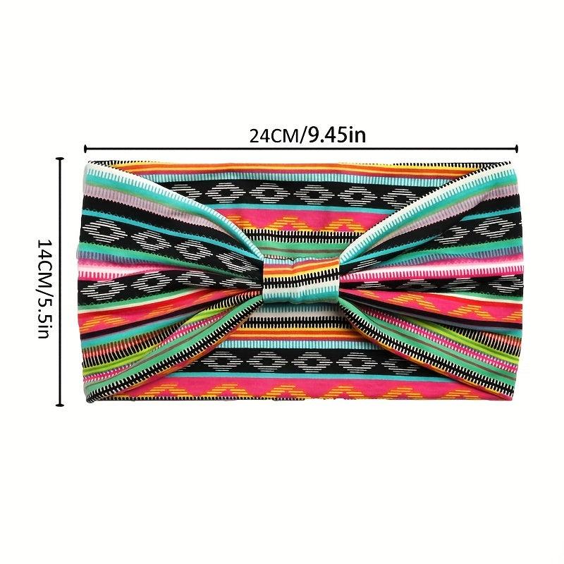 Retro Printed Elastic Bundle Hairband Middle Knotted Cross Sports Yoga Hairband