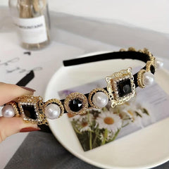 Rhinestone Head Hoop Faux Pearl Hair Band Headband Hair Accessories
