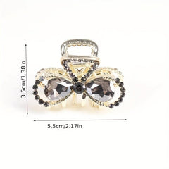 Women Rhinestone Bow Hair Claw Glitter Bowknot Hair Claw Ponytail Holder