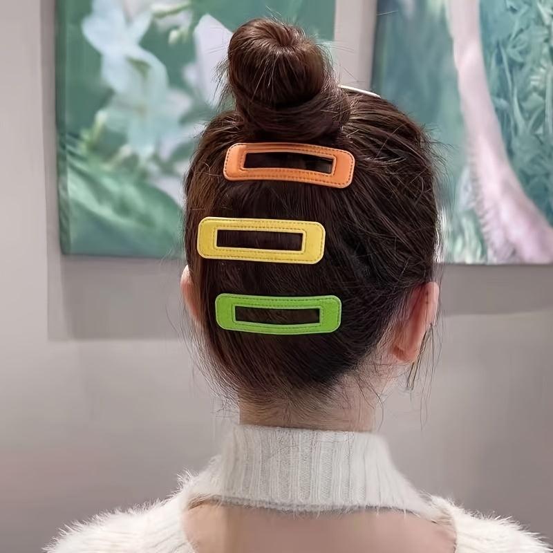 5pcs Square PU Leather Hair Clip Barrette Hair Accessories