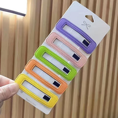 5pcs Square PU Leather Hair Clip Barrette Hair Accessories