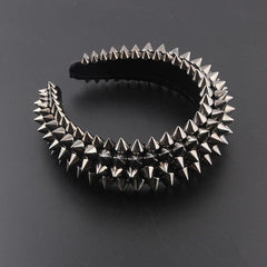 Punk Rivet Decor Headband Wide Head Hoop Headdress Padded Hair Band