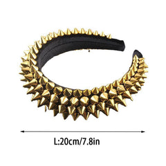 Punk Rivet Decor Headband Wide Head Hoop Headdress Padded Hair Band