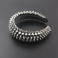 Punk Rivet Decor Headband Wide Head Hoop Headdress Padded Hair Band