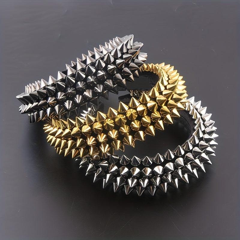 Punk Rivet Decor Headband Wide Head Hoop Headdress Padded Hair Band