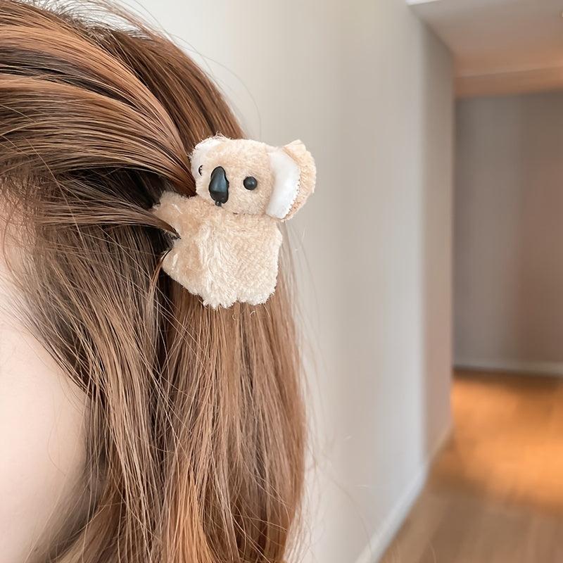 Koala Hair Claw Fluffy Banana Clip Hairgrip Non Slip Hair Accessory