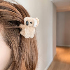 Koala Hair Claw Fluffy Banana Clip Hairgrip Non Slip Hair Accessory