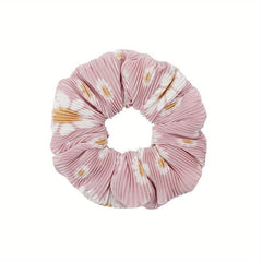 Daisy Print Pleated Headband Scrunchies Hair Tie Sweet Hair Rope Ponytail Holder