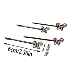 10 Pairs Rhinestone Butterfly Hair Clip Bobby Pin Hair Accessories