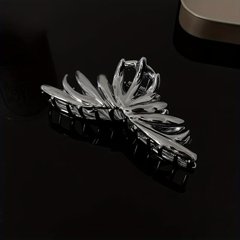 Silvery Hair Claw Glossy Hair Claw Nonslip Shark Claw For Ponytail Holder