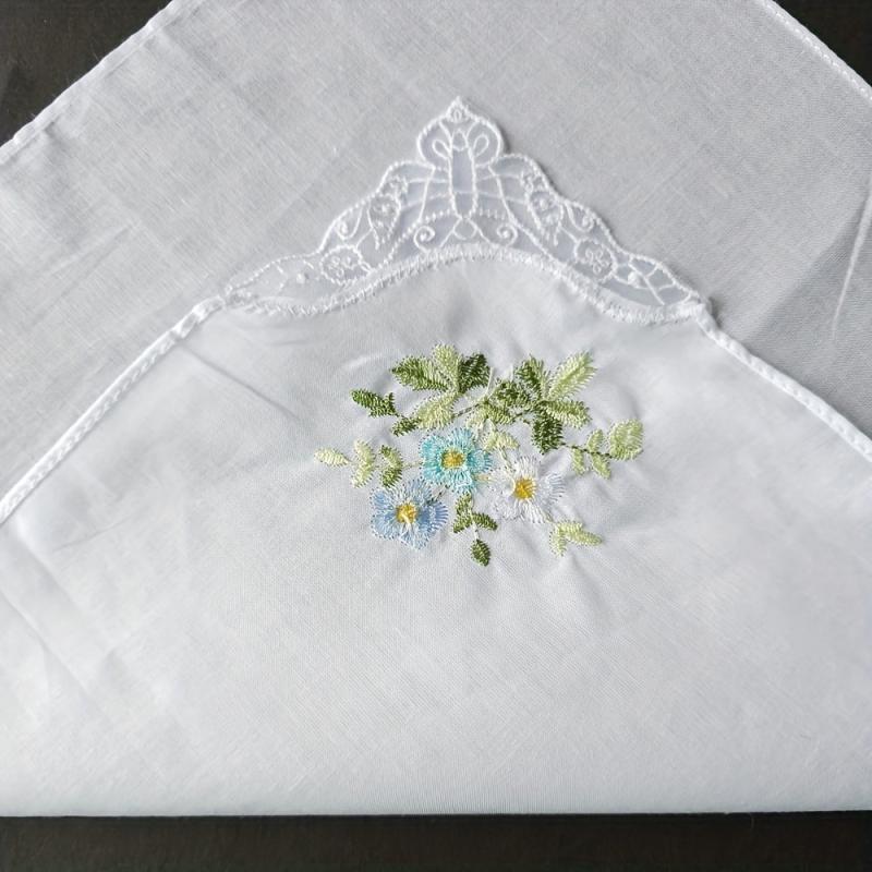 3PCS 60S Embroidered Handkerchief Lace Butterfly Wedding Hankies
