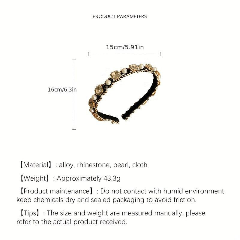 Faux Pearl Inlaid Rhinestone Headband Vintage Hair Accessories