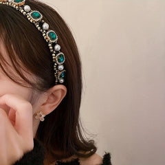 Faux Pearl Inlaid Rhinestone Headband Vintage Hair Accessories