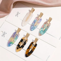 6pcs Acetate Hair Clip Seamless Side Clip Plaid Pattern Headwear