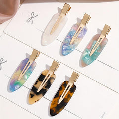 6pcs Acetate Hair Clip Seamless Side Clip Plaid Pattern Headwear