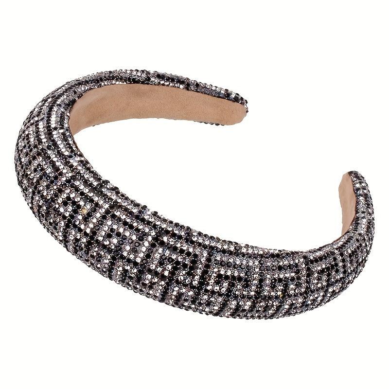 Baroque Rhinestone Checkered Head Hoop Hair Band Headdress