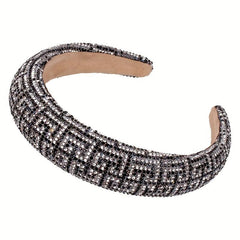 Baroque Rhinestone Checkered Head Hoop Hair Band Headdress