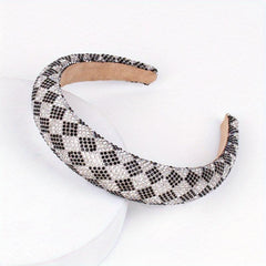 Baroque Rhinestone Checkered Head Hoop Hair Band Headdress