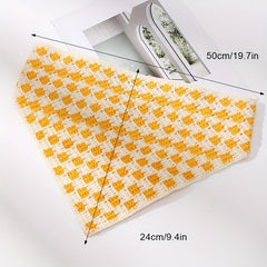 Checkered Crochet Bandana Plaid Triangle Headband Women's Knitted Hair Band