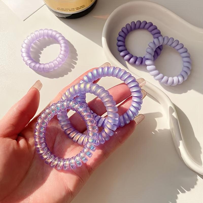 6pcs Purple Scrunchies Hair Tie Hair Bands Telephone Cord Scrunchies