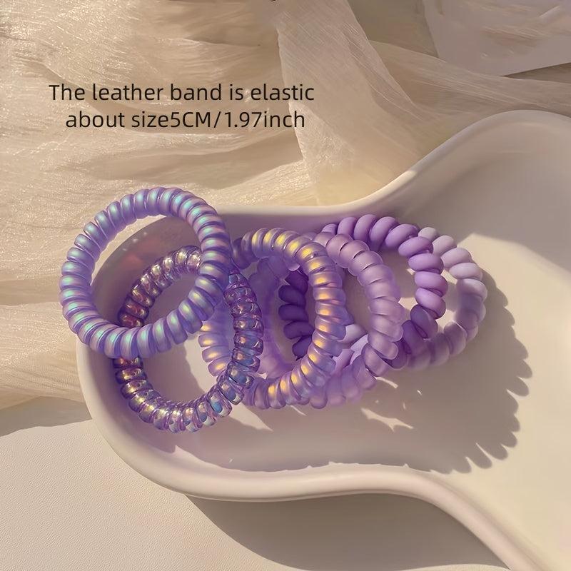 6pcs Purple Scrunchies Hair Tie Hair Bands Telephone Cord Scrunchies