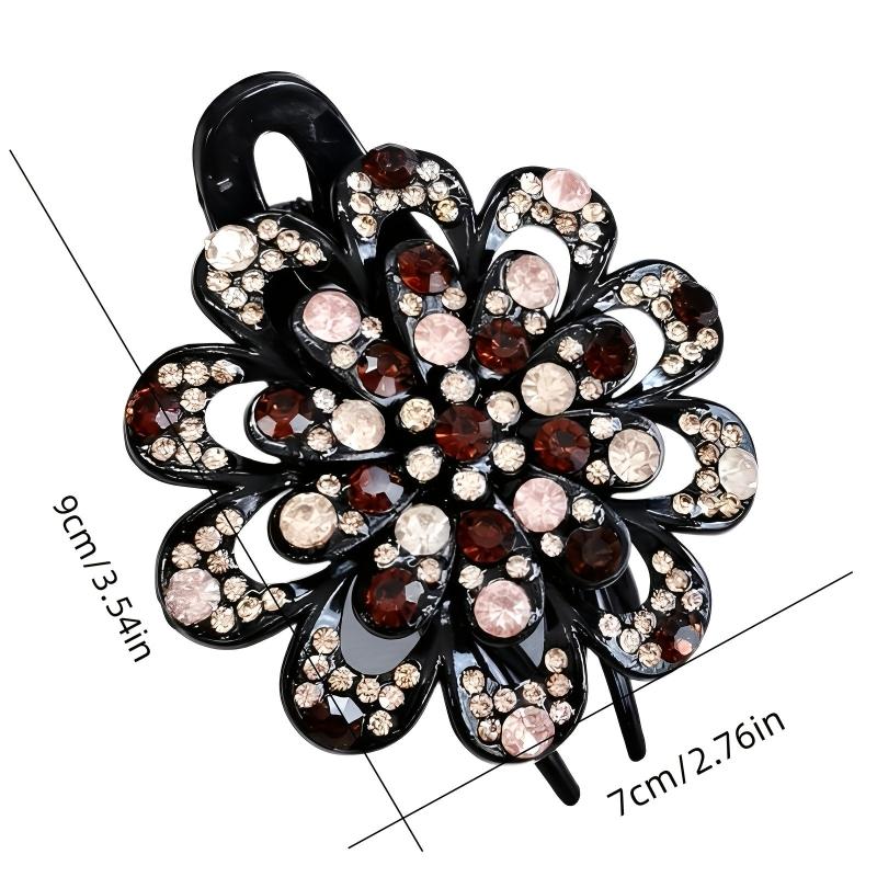 Vintage Crystal Flower Hair Claw Clip Fancy Barrette
