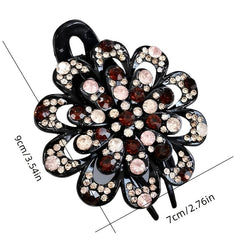 Vintage Crystal Flower Hair Claw Clip Fancy Barrette